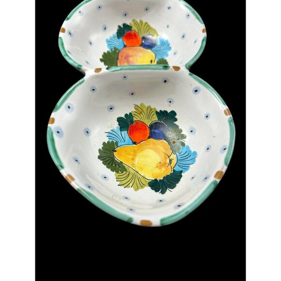 Vintage Art POTTERY Fratelli Fanciullacci Italy Divided Olive Dish Tray Handled - Picture 2 of 10